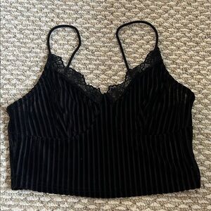Black Strappy Velvet Lace Bralette Top